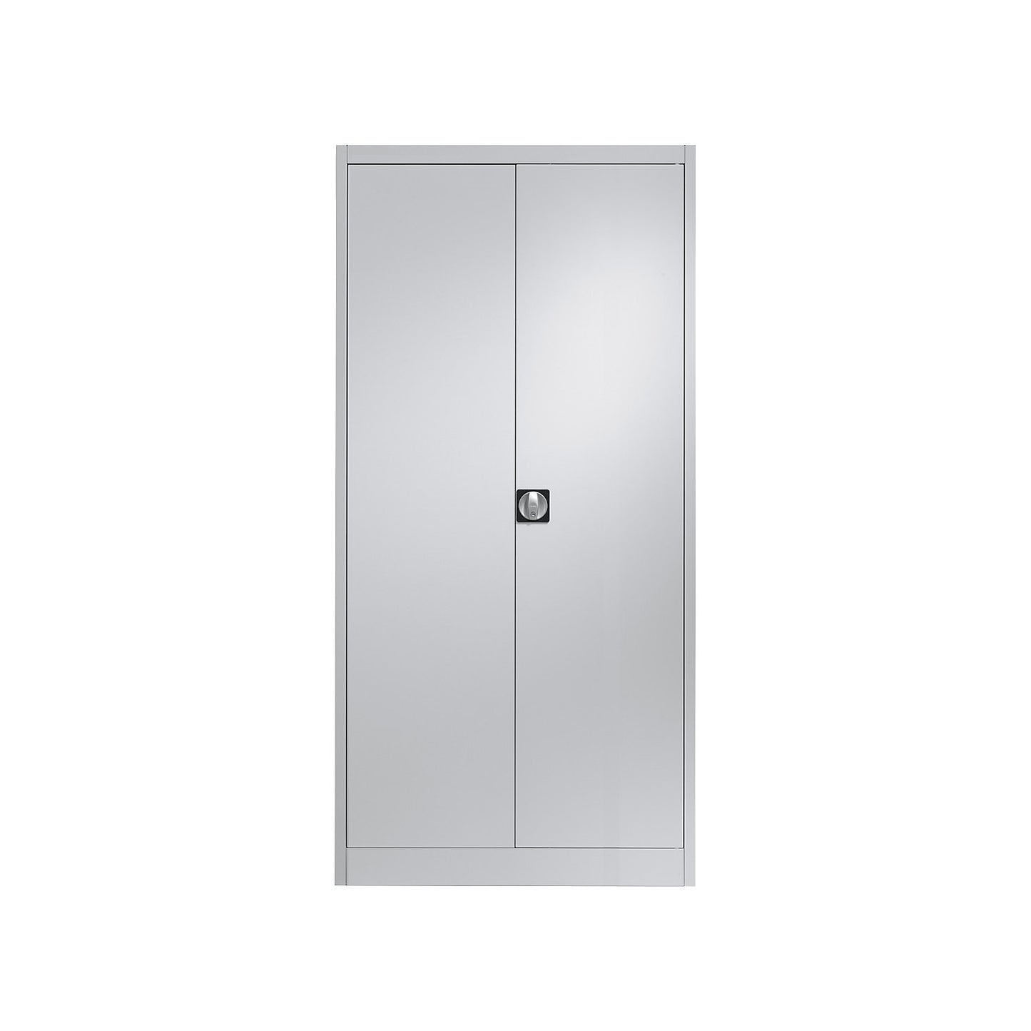 Steel cabinet with double doors, 4 shelves, D 420 mm, light grey.