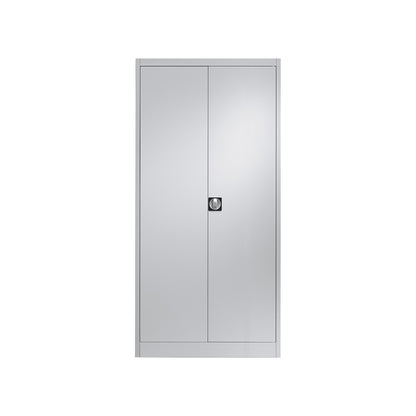 Steel cabinet with double doors, 4 shelves, D 420 mm, light grey.