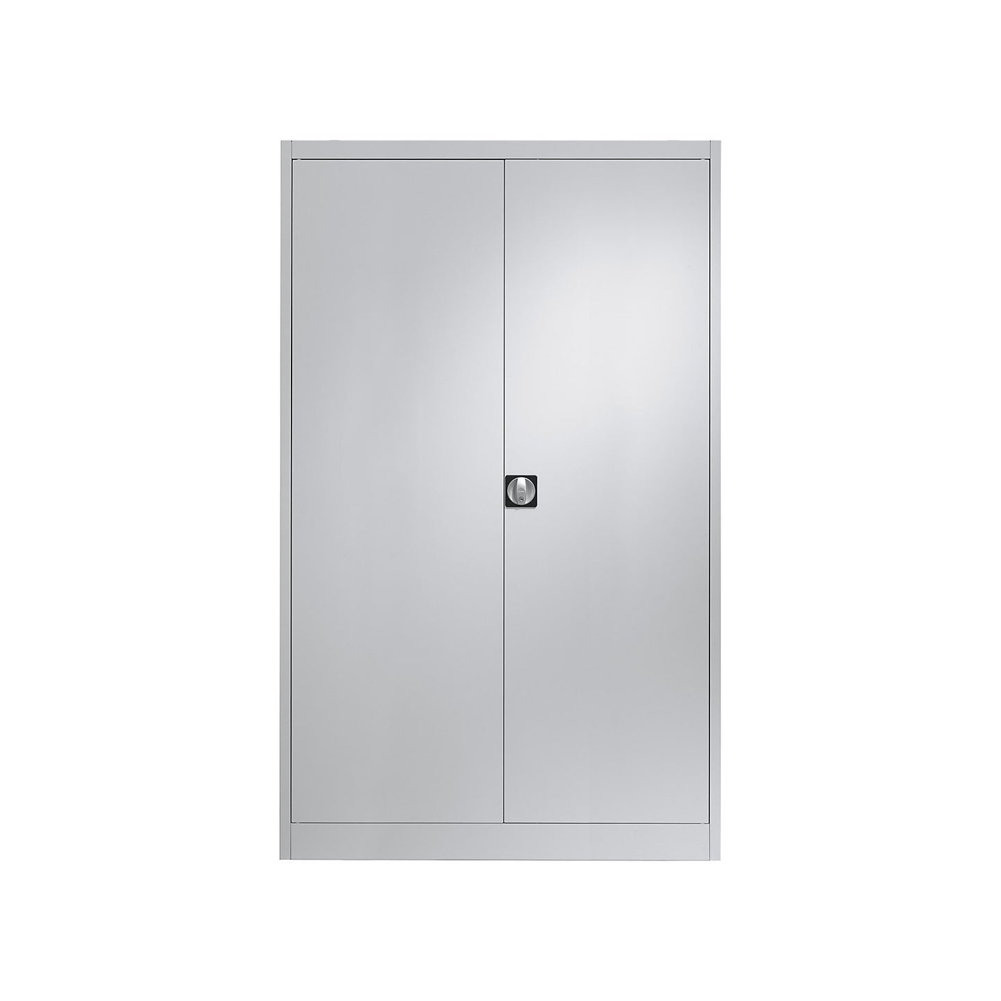 Steel cabinet with double doors, 4 shelves, width 1200 mm, light grey, external depth 420 mm.