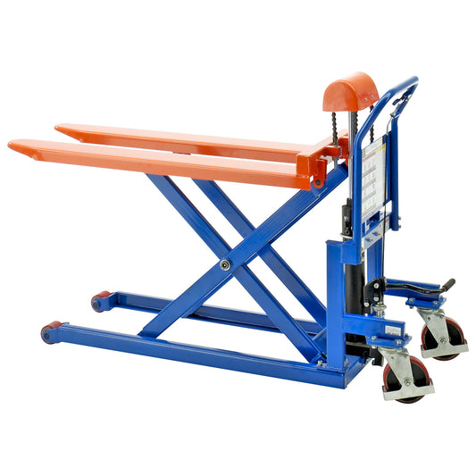 Low profile platform truck with forks, platform, max. load 500 kg, lifting range 90 - 830 mm.