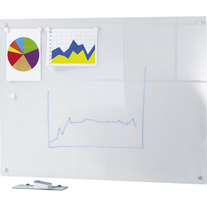 Glass whiteboard, complete set, glass surface, white, WxH 600 x 450 mm.