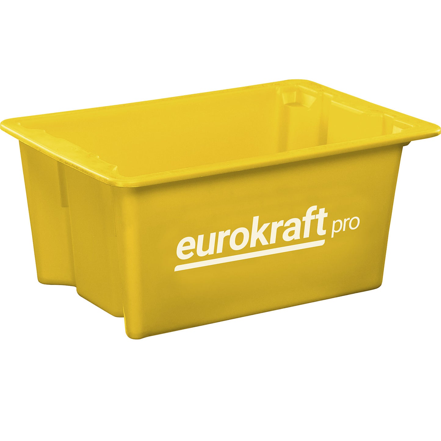Stack/nest container made of polypropylene suitable for foodstuffs, capacity 34 l, pack of 3, solid walls and base, yellow.