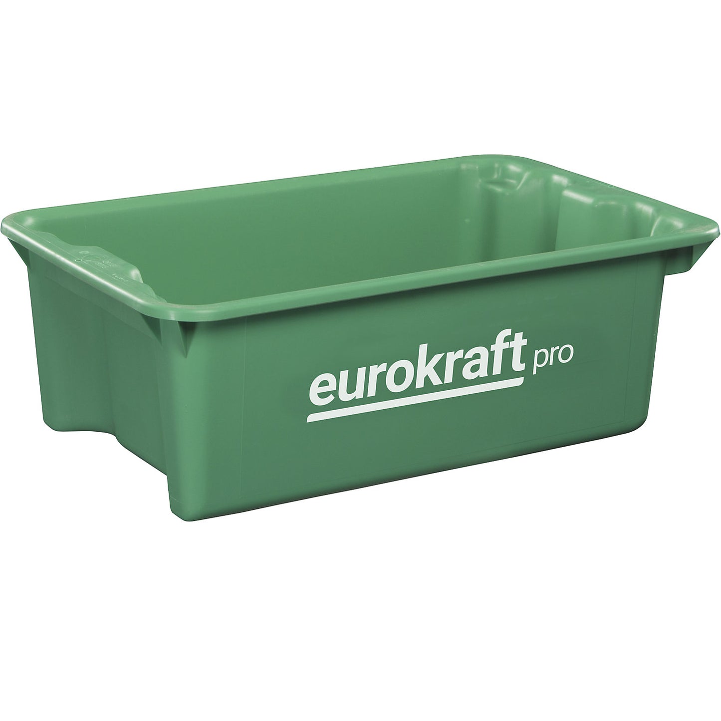 Stack/nest container made of polypropylene suitable for foodstuffs, capacity 6 l, pack of 4, solid walls and base, green.