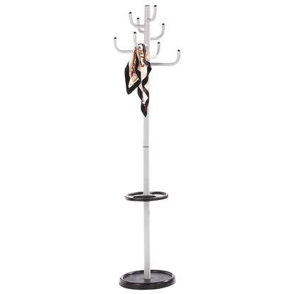 Coat rack, height 1700 mm, Ø 450 mm, 8 coat hooks, white aluminium.