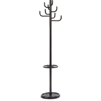 Coat rack, height 1700 mm, Ø 450 mm, 8 coat hooks, black.