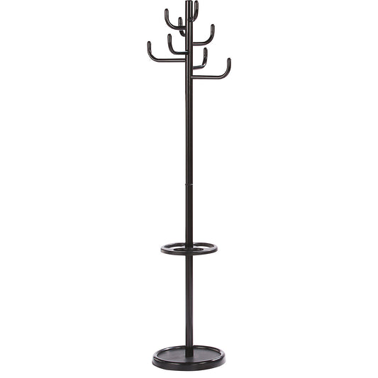 Coat rack, height 1700 mm, Ø 450 mm, 8 coat hooks, black.