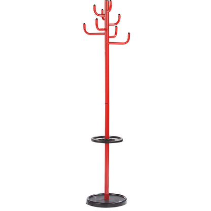 Coat rack, height 1700 mm, Ø 450 mm, 8 coat hooks, red.