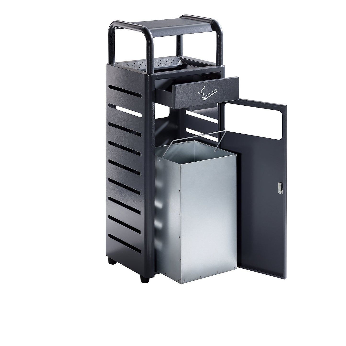 Combination ashtray, capacity 20 l, WxHxD 330 x 895 x 280 mm, charcoal.