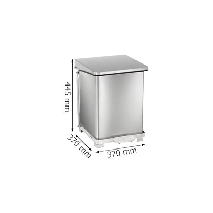 Industrial pedal bin, stainless steel, capacity 27 l, HxWxD 445 x 370 x 370 mm.