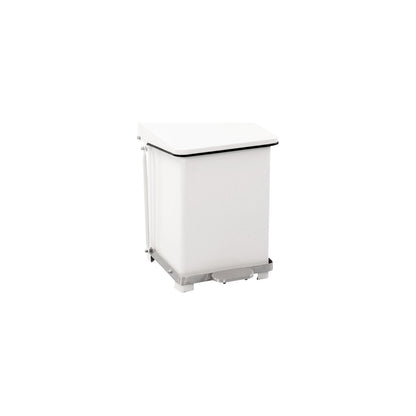 Industrial pedal bin, sheet steel, white RAL 9016, capacity 27 l, HxWxD 445 x 370 x 370 mm.