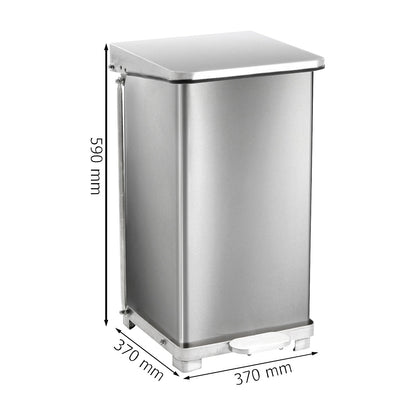 Industrial pedal bin, stainless steel, capacity 45 l, HxWxD 590 x 370 x 370 mm.