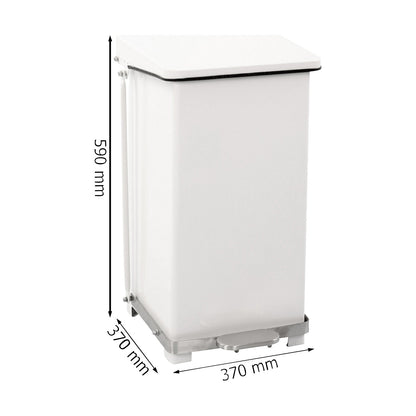 , sheet steel, white RAL 9016, capacity 45 l, HxWxD 590 x 370 x 370 mm.