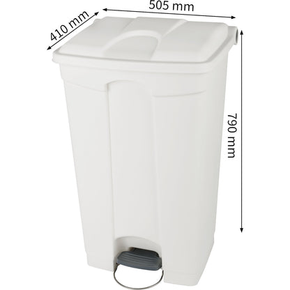 Foot pedal bin, capacity 90 l, WxHxD 505 x 790 x 410 mm, white.