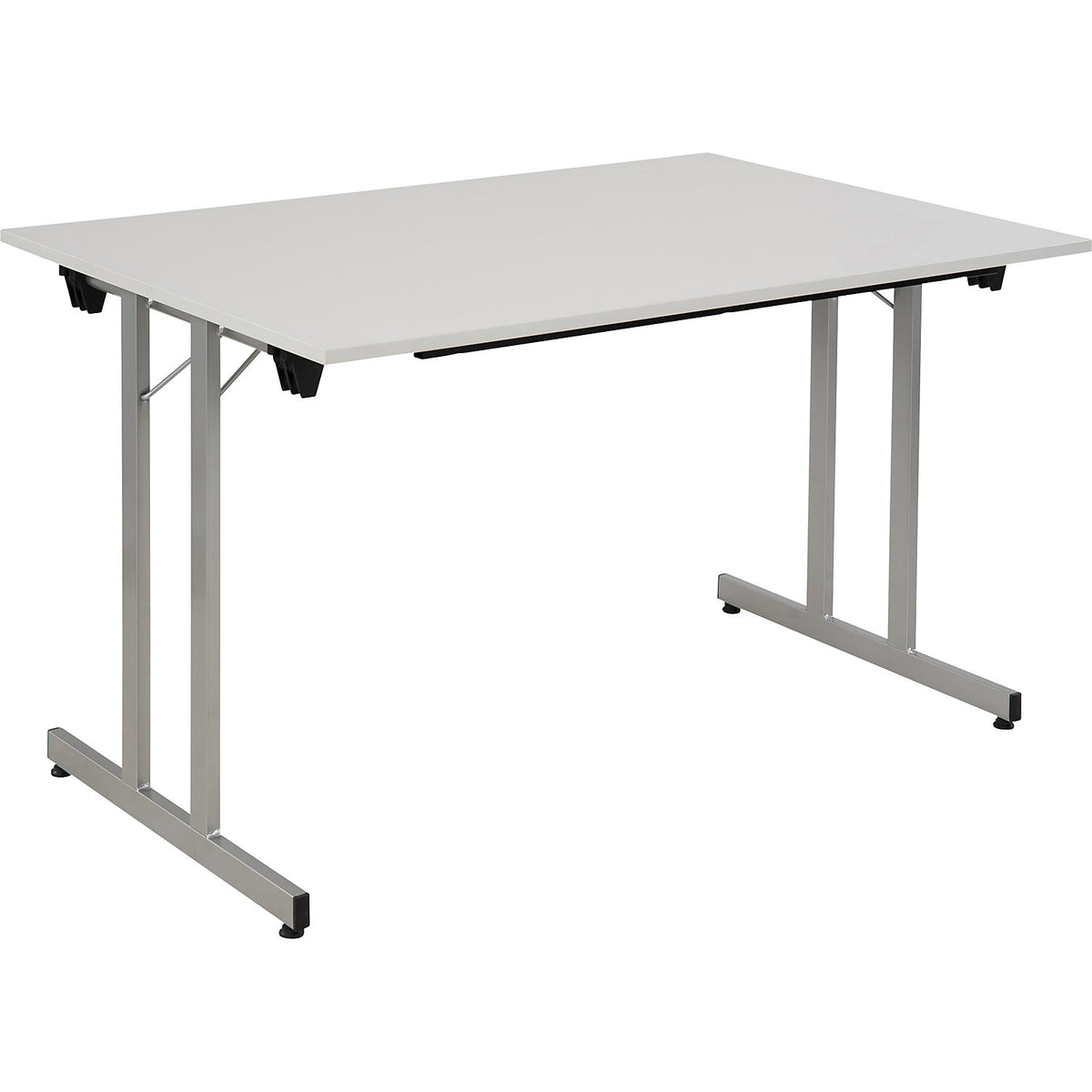 STANDARD folding table, rectangular frame with height adjustment screws, 1200 x 800 mm, aluminium coloured frame, light grey tabletop.