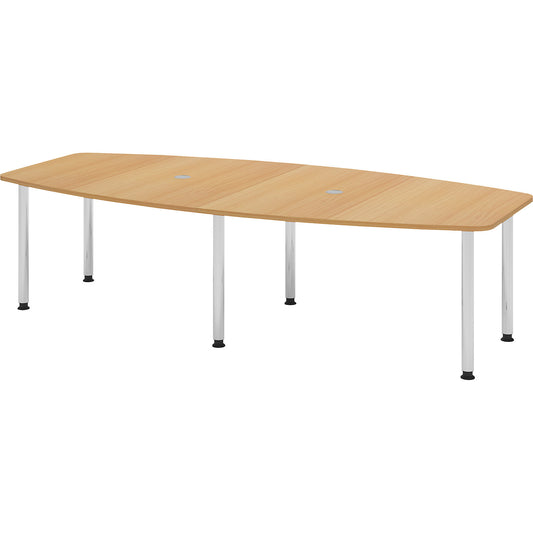 Conference table, frame with round tubular legs, for 10 people, beech finish.