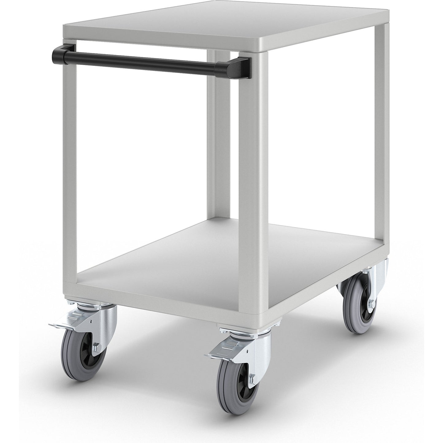 Industrial table trolley, shelf LxW 750 x 550 mm, white aluminium RAL 9006.