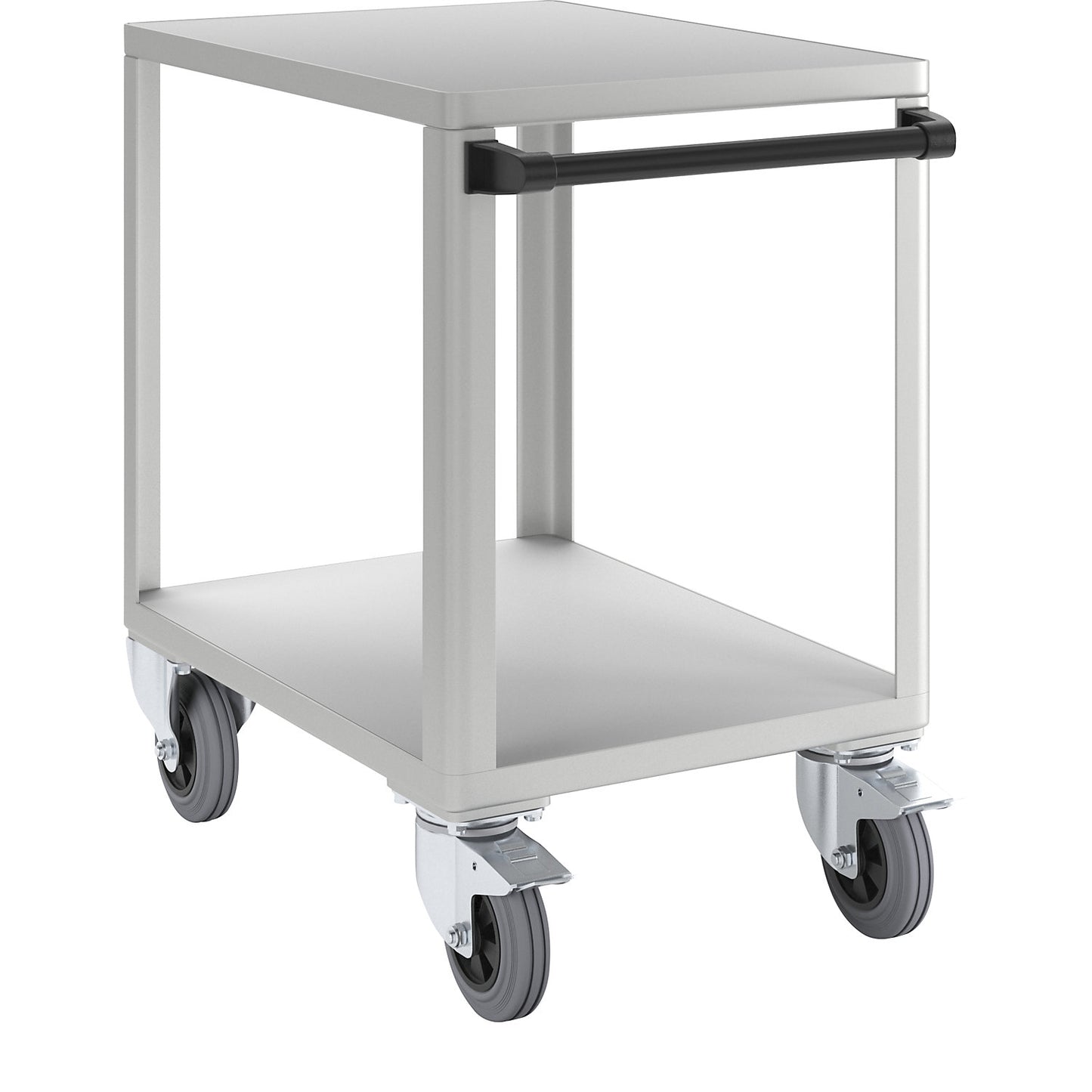 Industrial table trolley, shelf LxW 750 x 550 mm, white aluminium RAL 9006.