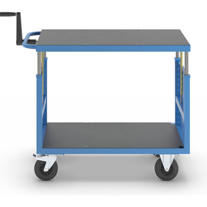 Assembly trolley, height adjustable, 1 shelf, light blue.
