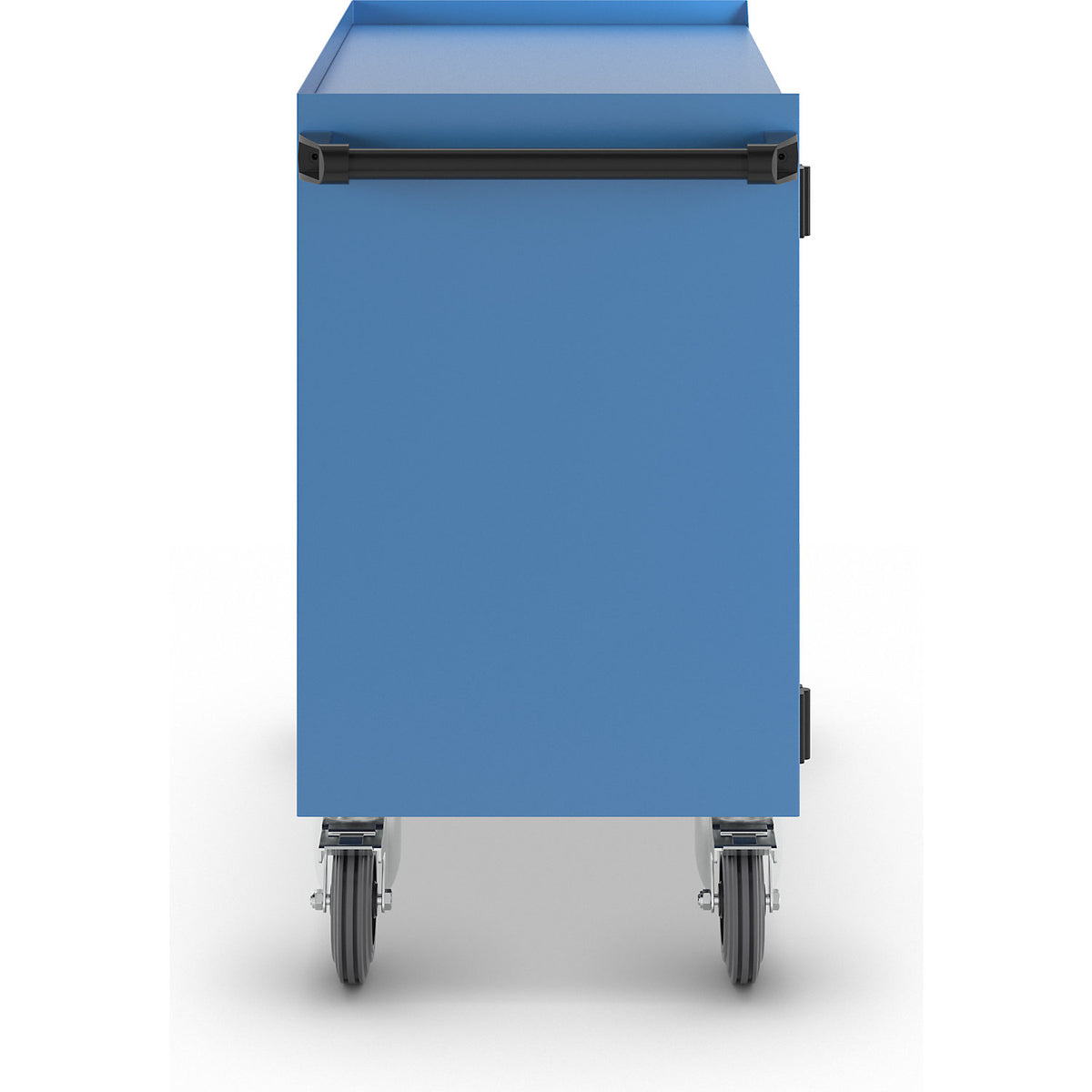 KOMPAKT cupboard trolley, top shelf with raised edge on 3 sides, solid colour: light blue.