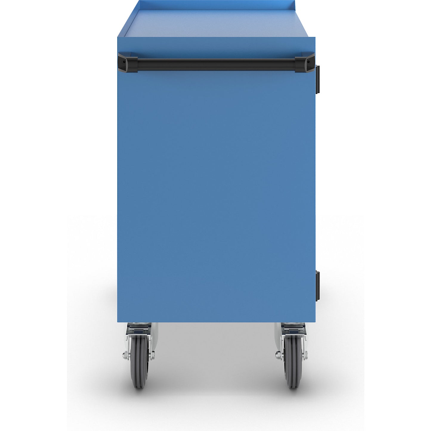 KOMPAKT cupboard trolley, top shelf with raised edge on 3 sides, solid colour: light blue.