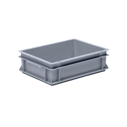 Euro stacking container made of polypropylene (PP), max. load 20 kg, silver grey, capacity 10 l, external height 120 mm, pack of 8.