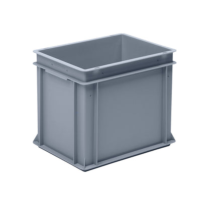 Euro stacking container made of polypropylene (PP), max. load 20 kg, silver grey, capacity 30 l, external height 325 mm, pack of 4.