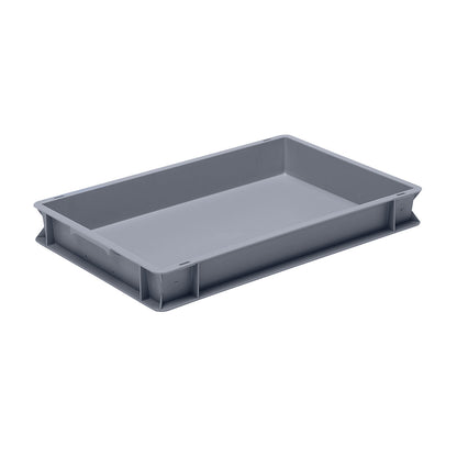Euro stacking container made of polypropylene (PP), max. load 20 kg, silver grey, capacity 14 l, external height 75 mm, pack of 4.