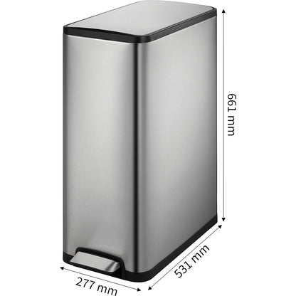 Waste collector with pedal, capacity 45 l, HxWxD 661 x 277 x 531 mm, extra slim.
