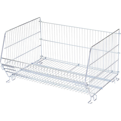 Stacking basket, collapsible, LxWxH 970 x 640 x 400 mm, zinc plated.