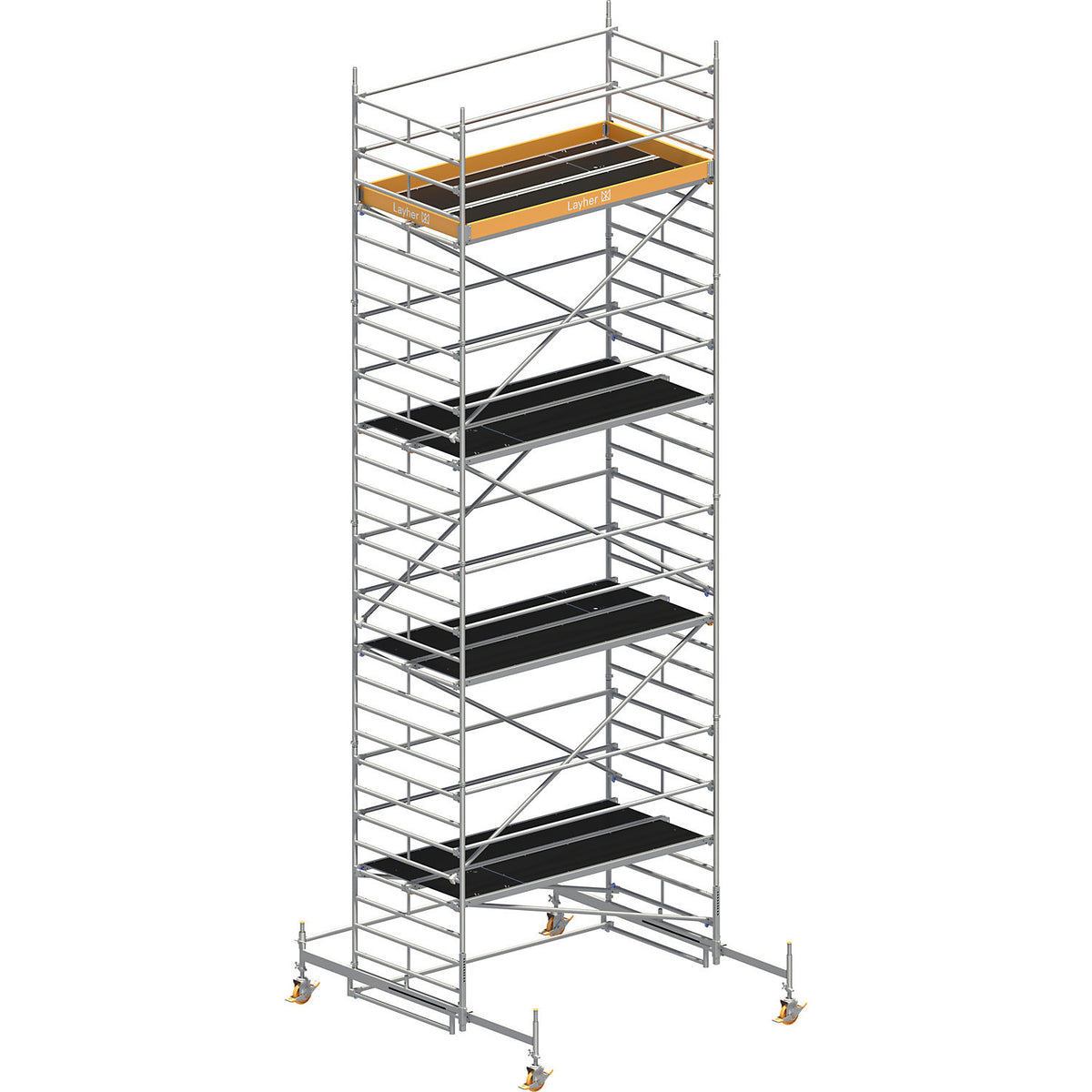 Universal mobile access tower, wide model, scaffolding height 8.61 m.