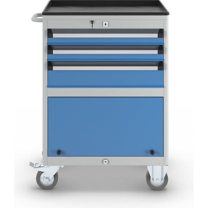 Drawer cupboard, mobile, HxWxD 850 x 600 x 450 mm, with tool compartment, drawers 2 x 75, 1 x 125 mm.