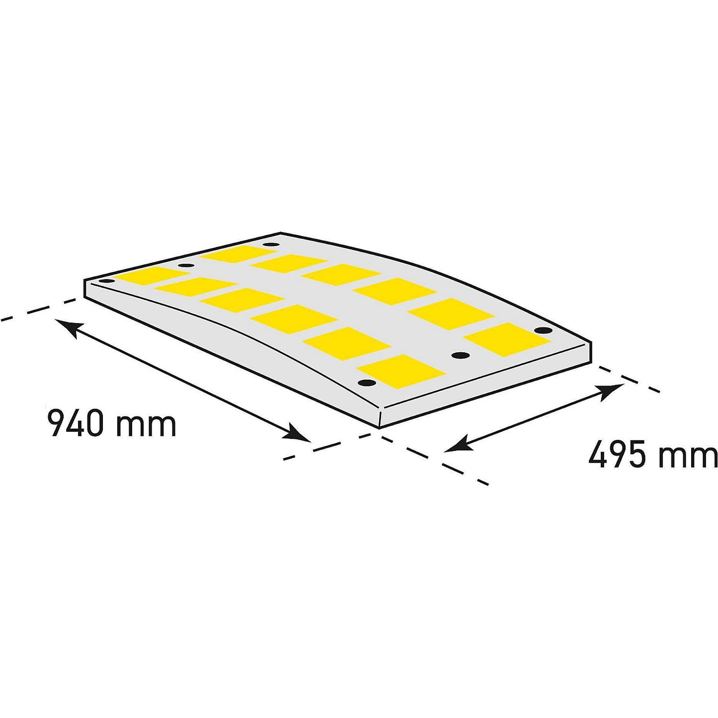 Speed ramp, recycled rubber, yellow / black, for speed limit 30 km/h.