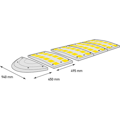 End element, recycled rubber, black, pack of 2, max. 30 km/h, width 940 mm.