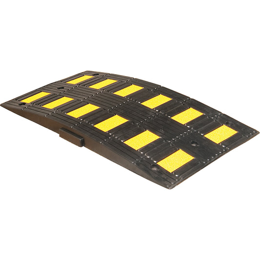 Speed ramp, recycled rubber, yellow / black, for speed limit 20 km/h.