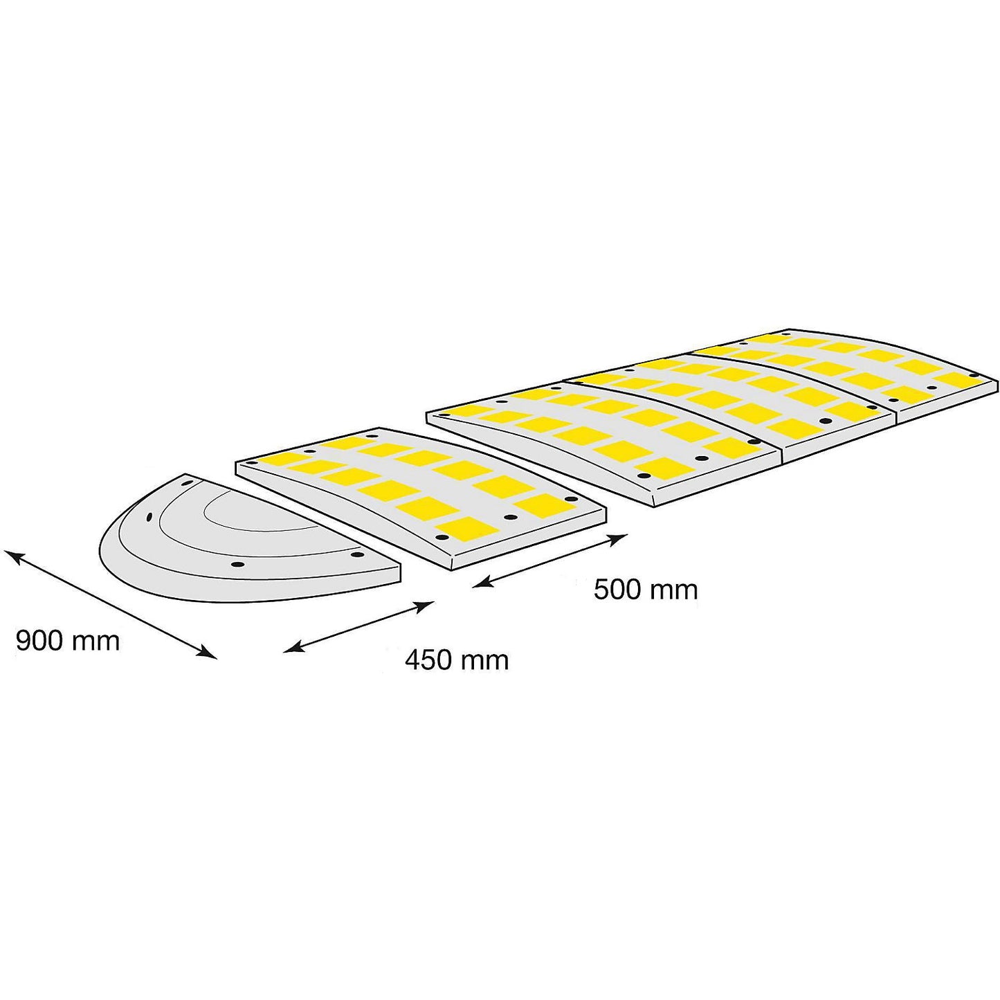Speed ramp, recycled rubber, yellow / black, for speed limit 20 km/h.
