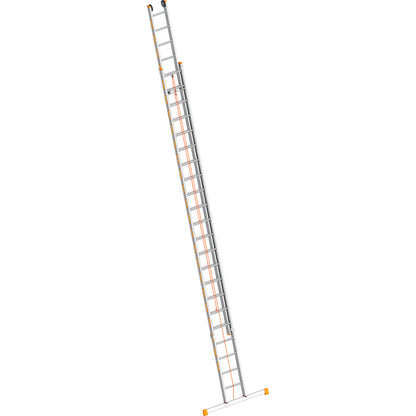 Aluminium rope operated extension ladder, 2-part, extendable, incl. beam, 2 x 22 rungs.