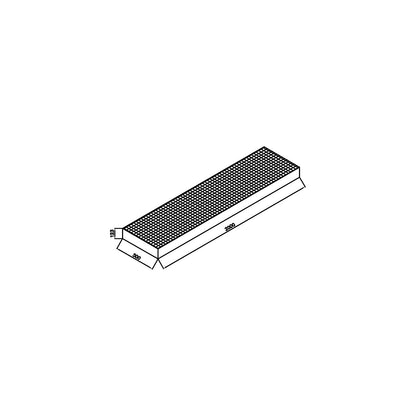 Zinc plated low profile steel sump trays, width 500 mm, length 2000 mm, capacity 85 l.