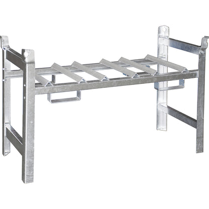 Stacking frame for drum shelving, for 3 x 60 l drums, zinc plated.