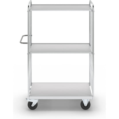Flexible shelf truck, with 3 shelves, length 1190 mm, swivel castors with stops.
