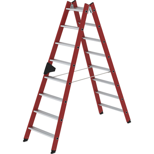 Plastic ladder, with ribbed aluminium steps, 2 x 8 steps.