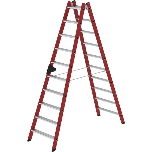 Plastic ladder, with ribbed aluminium steps, 2 x 10 steps.