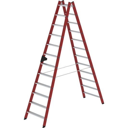 Plastic ladder, with ribbed aluminium steps, 2 x 12 steps.