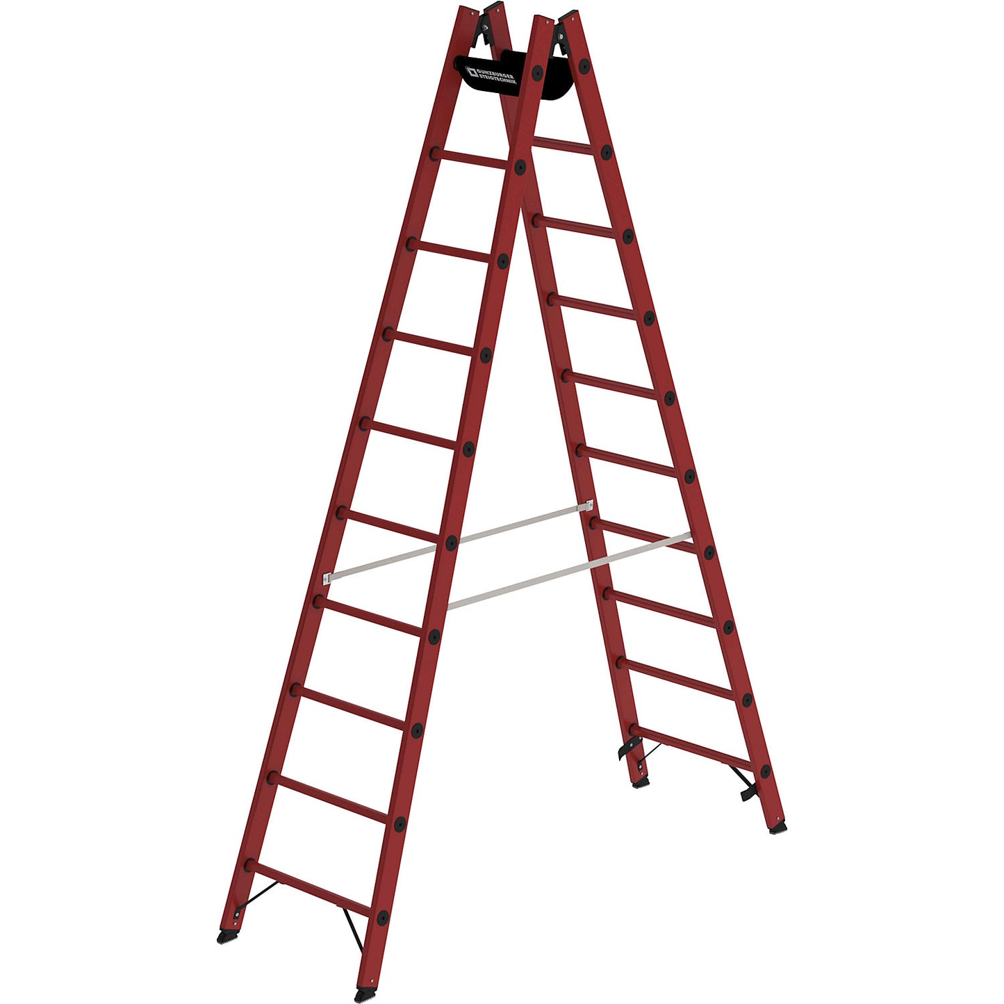 Solid plastic ladder, made entirely of GRP, 2 x 10 rungs.
