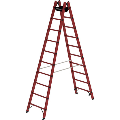 Solid plastic ladder, made entirely of GRP, 2 x 10 rungs.