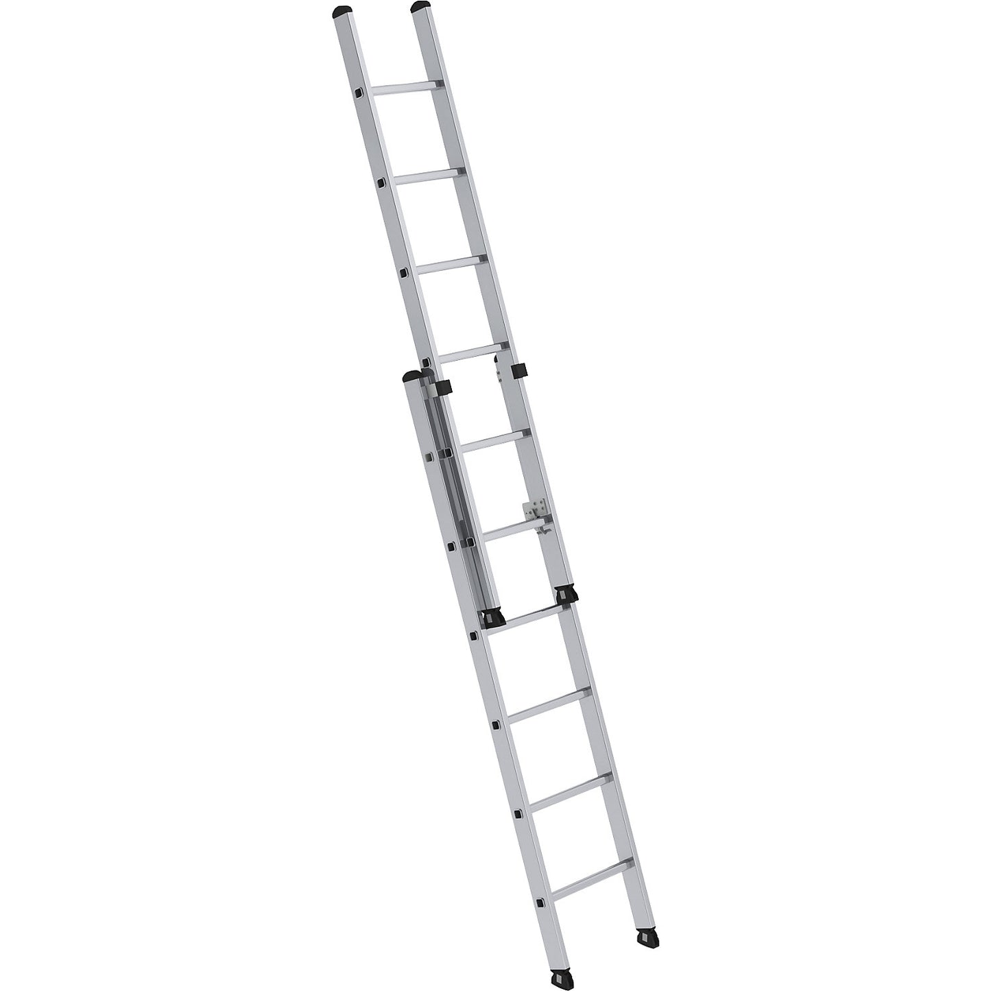 Height adjustable lean-to ladder, extension ladder, 2-part, 2 x 6 rungs, rail 73 x 25 mm.