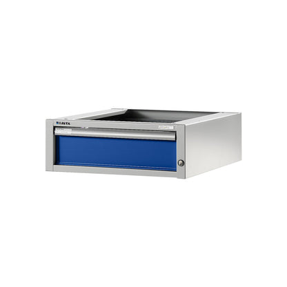 Modular workbench system, drawer unit, height 204 mm, 1 drawer, gentian blue.