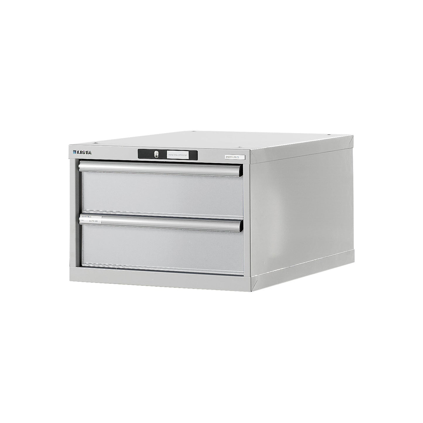Modular workbench system, drawer unit, height 383 mm, 2 drawers, light grey.