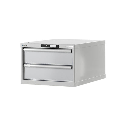 Modular workbench system, drawer unit, height 383 mm, 2 drawers, light grey.