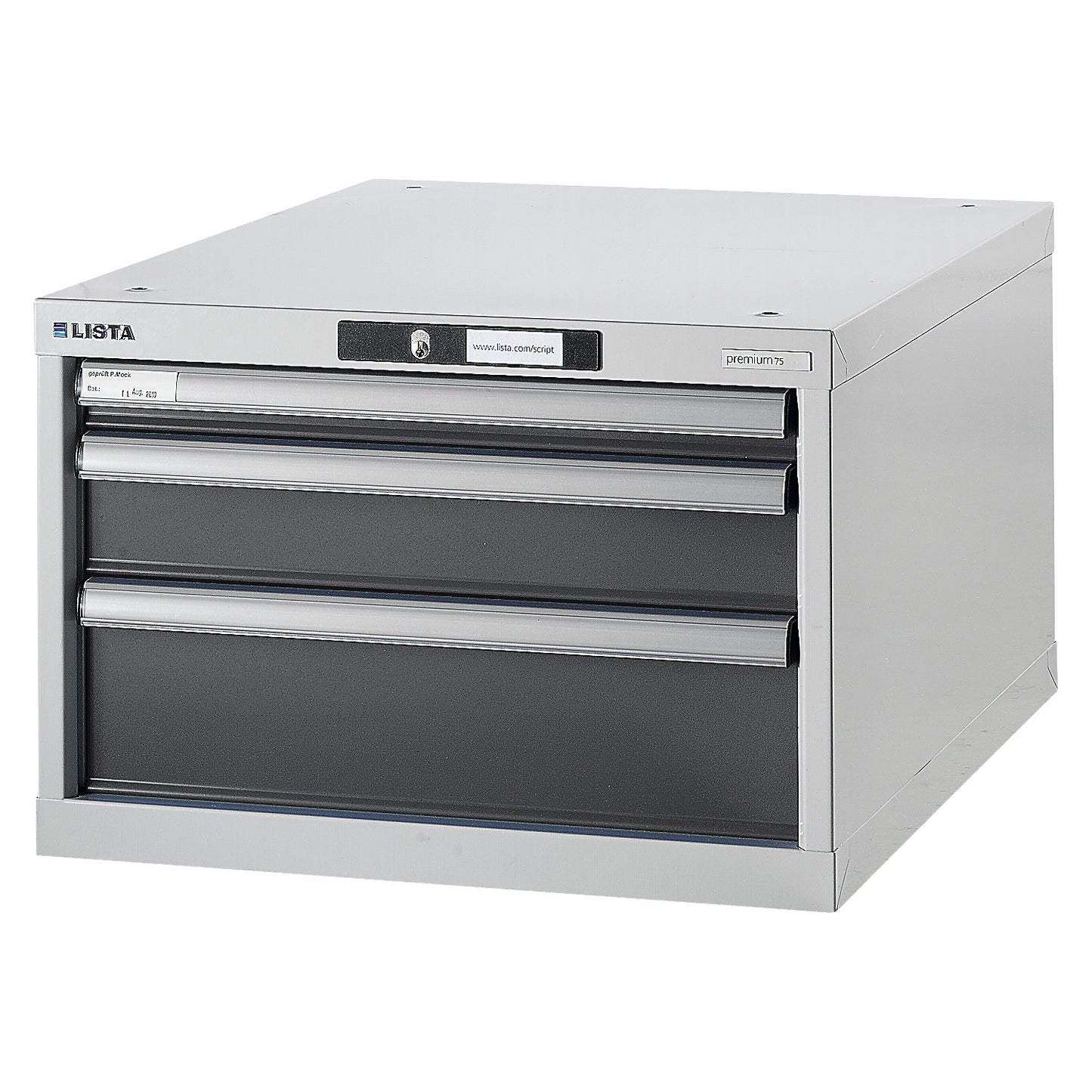 Modular workbench system, drawer unit, height 383 mm, 3 drawers, metallic grey.