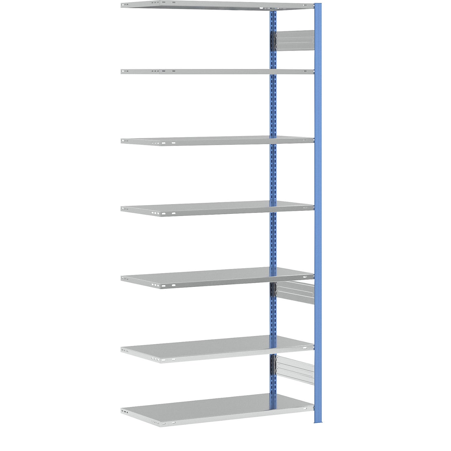 Boltless shelving unit, light duty, single-sided, HxWxD 3000 x 1300 x 600 mm, blue/zinc plated, extension shelf unit.